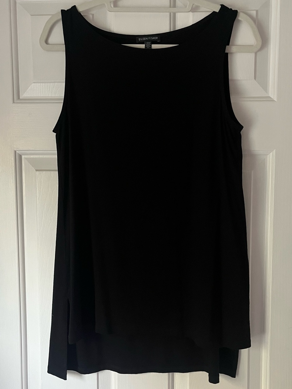 EILEEN FISHER Black Sleeveless Soft Jersey Knit Tank Top